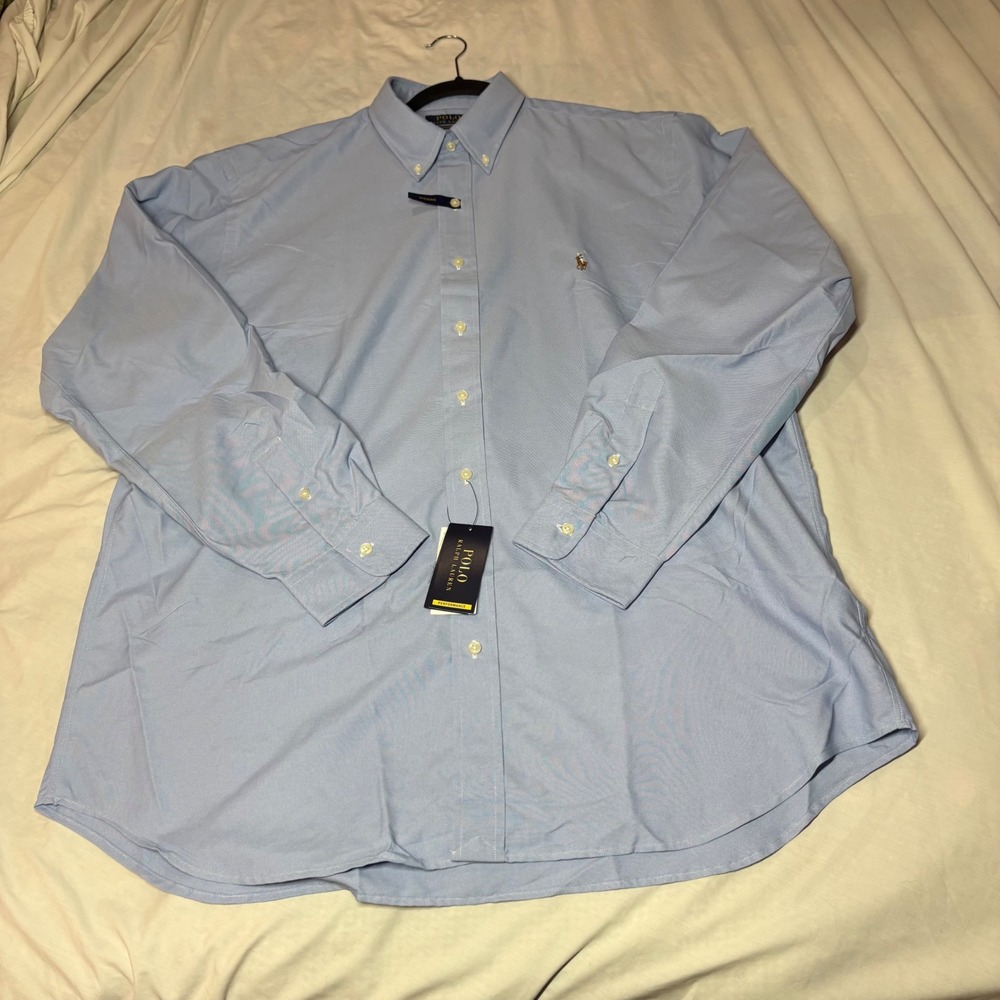 Polo Ralph Lauren Performance Shirt Mens XLT Blue Wicking Button Down LongSleeve